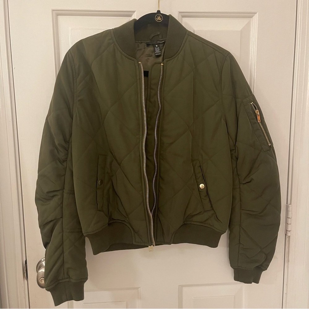Aqua green lined bomber jacket - Picture 2 of 16